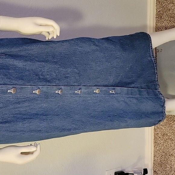 Vtg JIM ELLIOT Western Denim Chambray Sleeveless Button Down Midi Dress - Picture 7 of 14